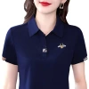 Summer 2022 new lapel short-sleeved large-sized T-shirt for women, a sporty and fashionable top for middle-aged moms, a base layer for women Item Picture